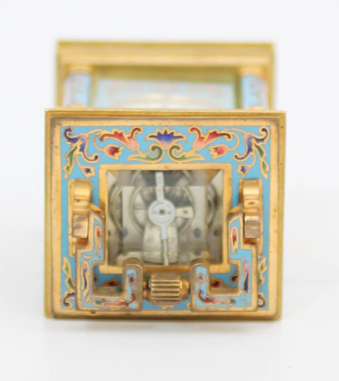 French miniature gilt cloisonné anglaise carriage clock 1870