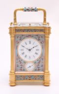 French Gilt Cloisonné Enamel Repeater Carriage Clock 1870