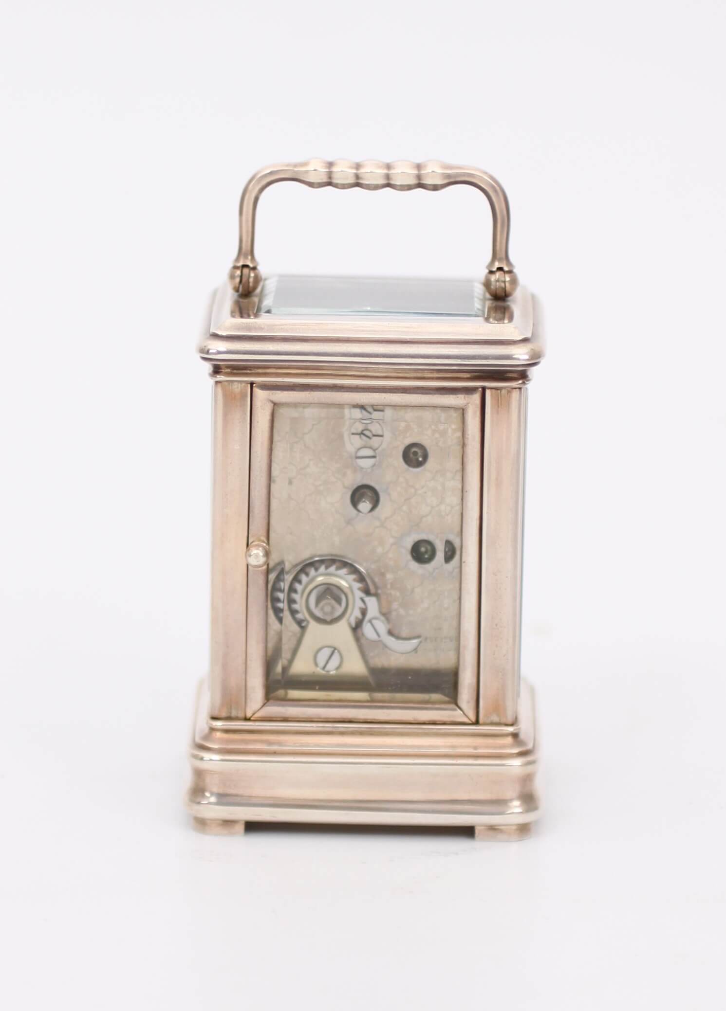 Swiss silver miniature carriage clock Gübelin 1890