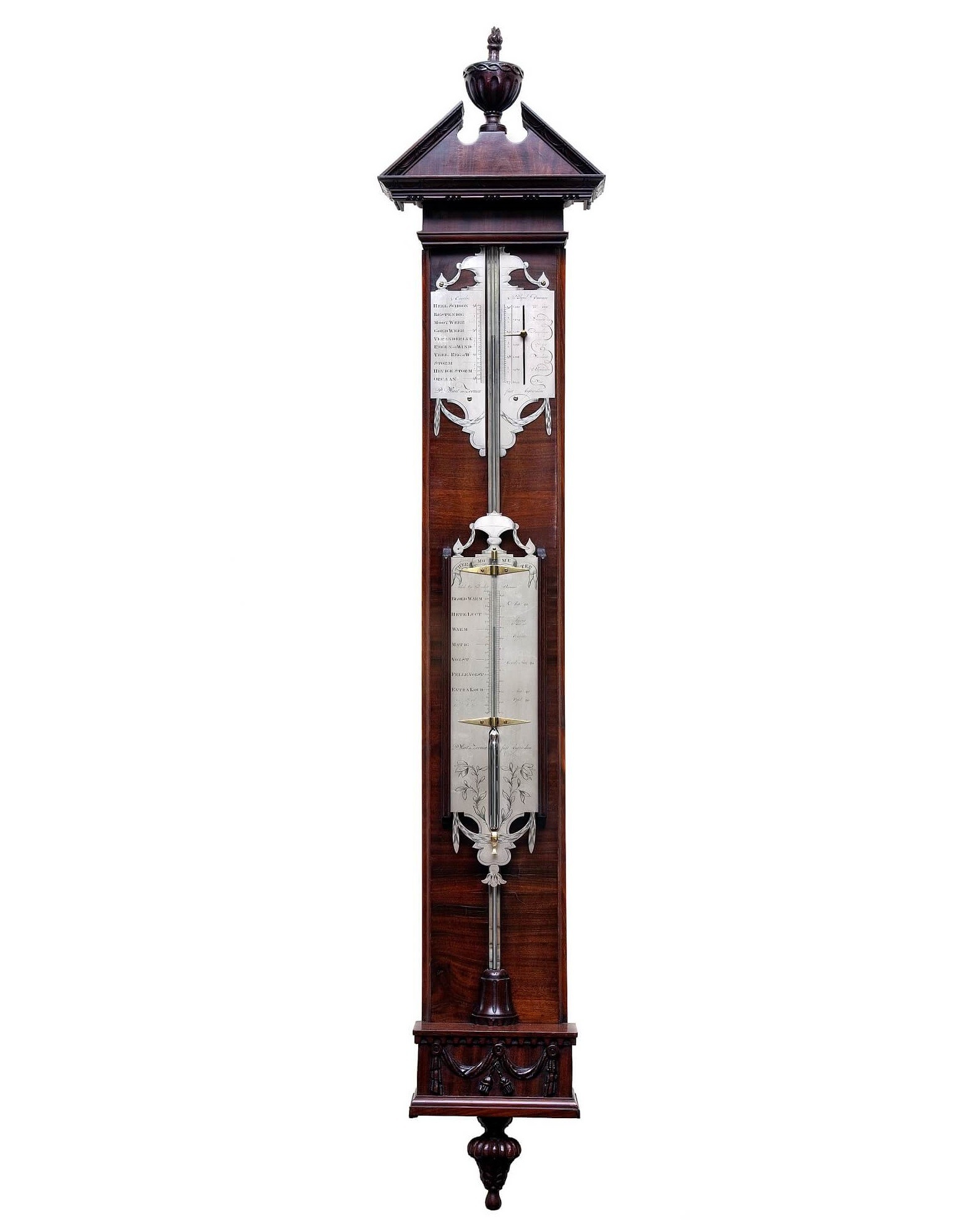 Dutch Louis XVI mahogany stick barometer Wast Amsterdam 1760