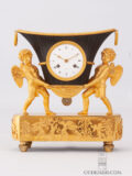 French-Empire-ormolu-gilt-patinated-bronze-sculptural-urn-mantel-clock-pendule-putto-angels-