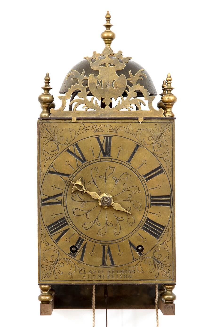 French Morbier lantern brass wall clock Reymond 1740