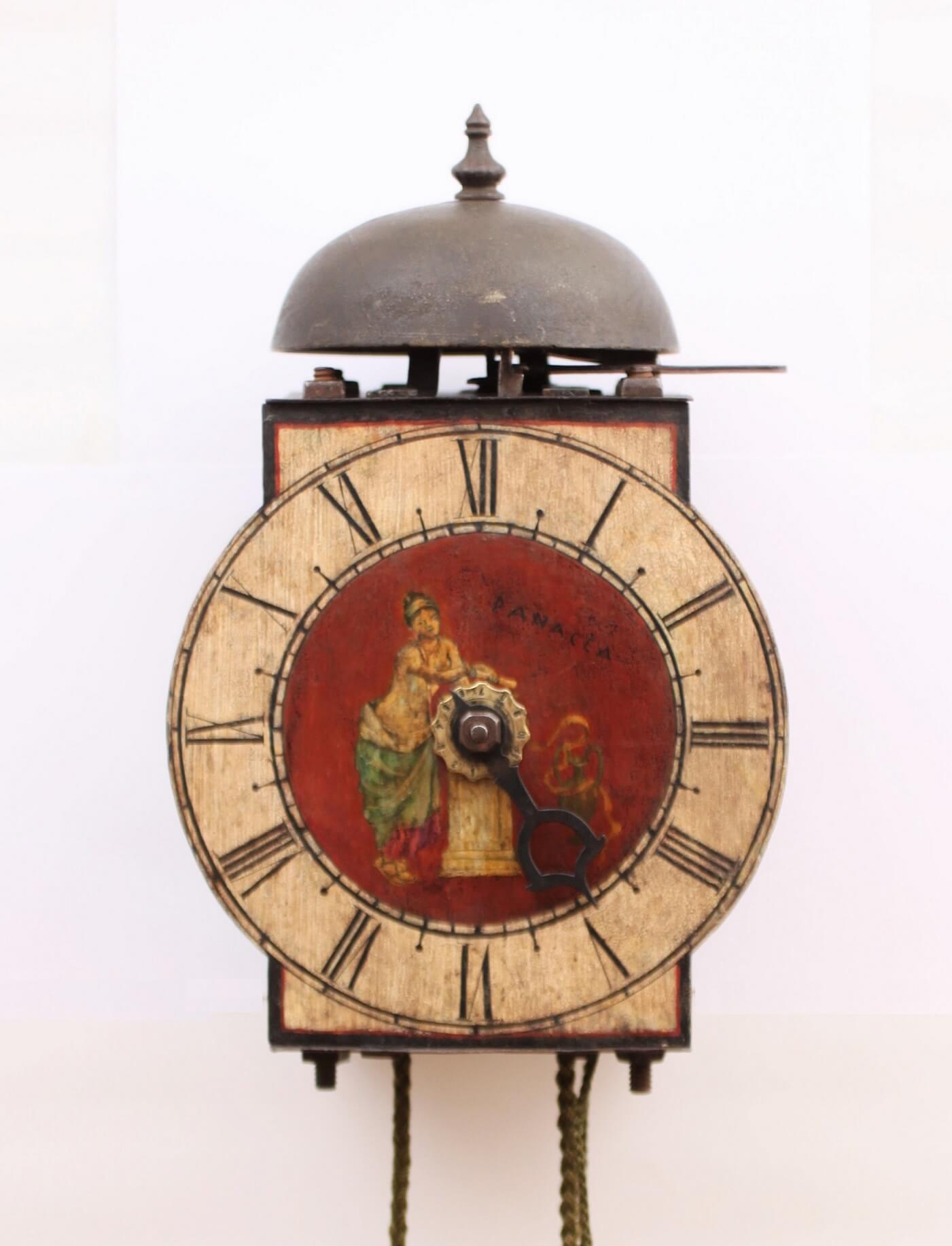Italian polychrome iron wall clock panacea 1700