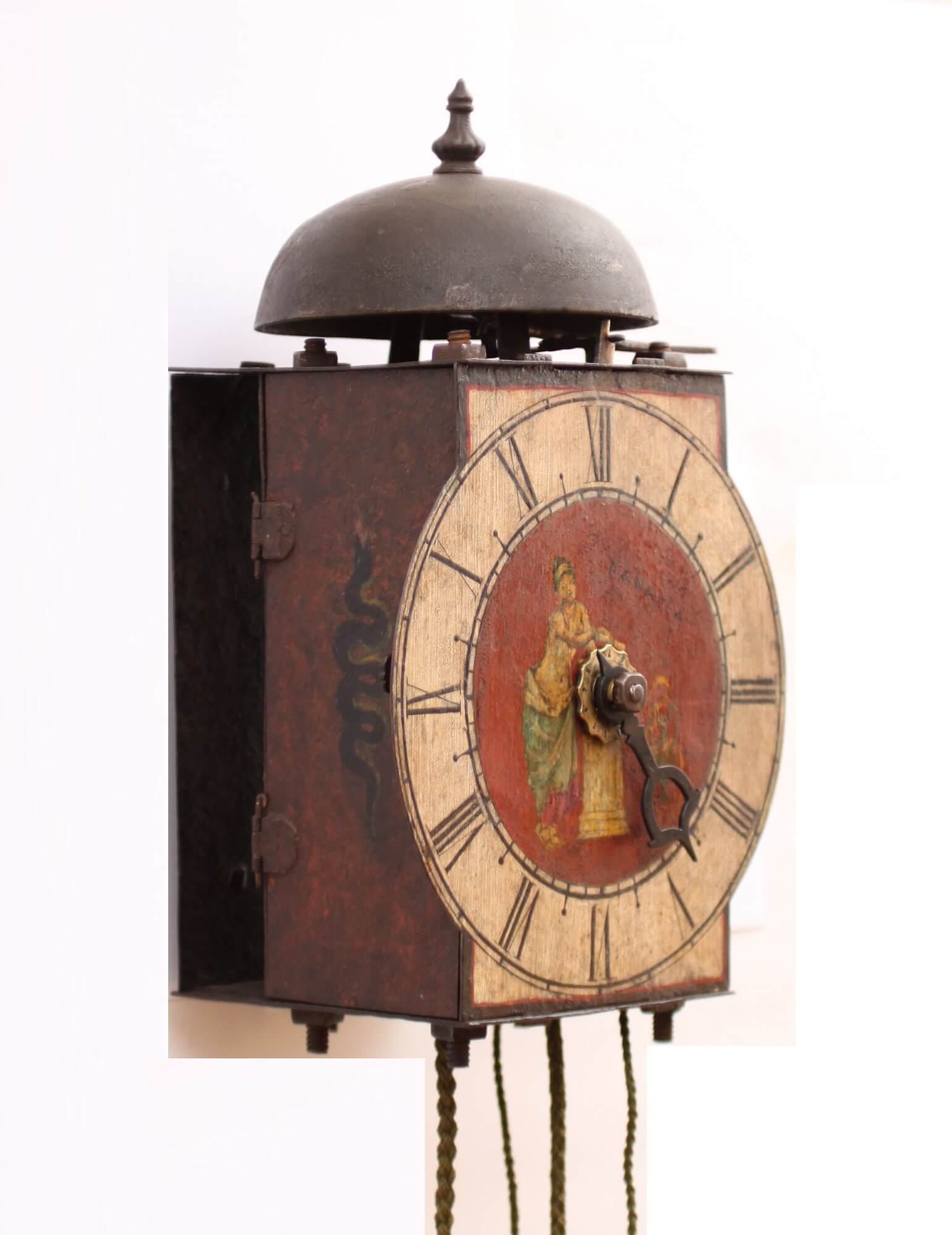 Italian polychrome iron wall clock panacea 1700