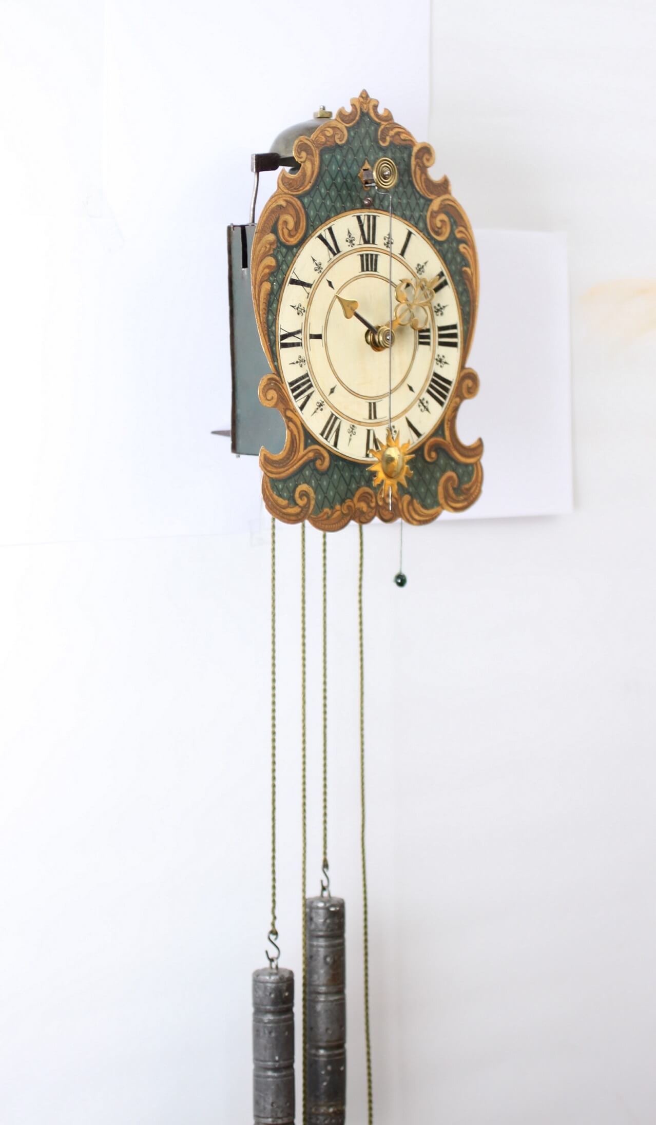 Swiss polychrome iron wall clock zappler 1760