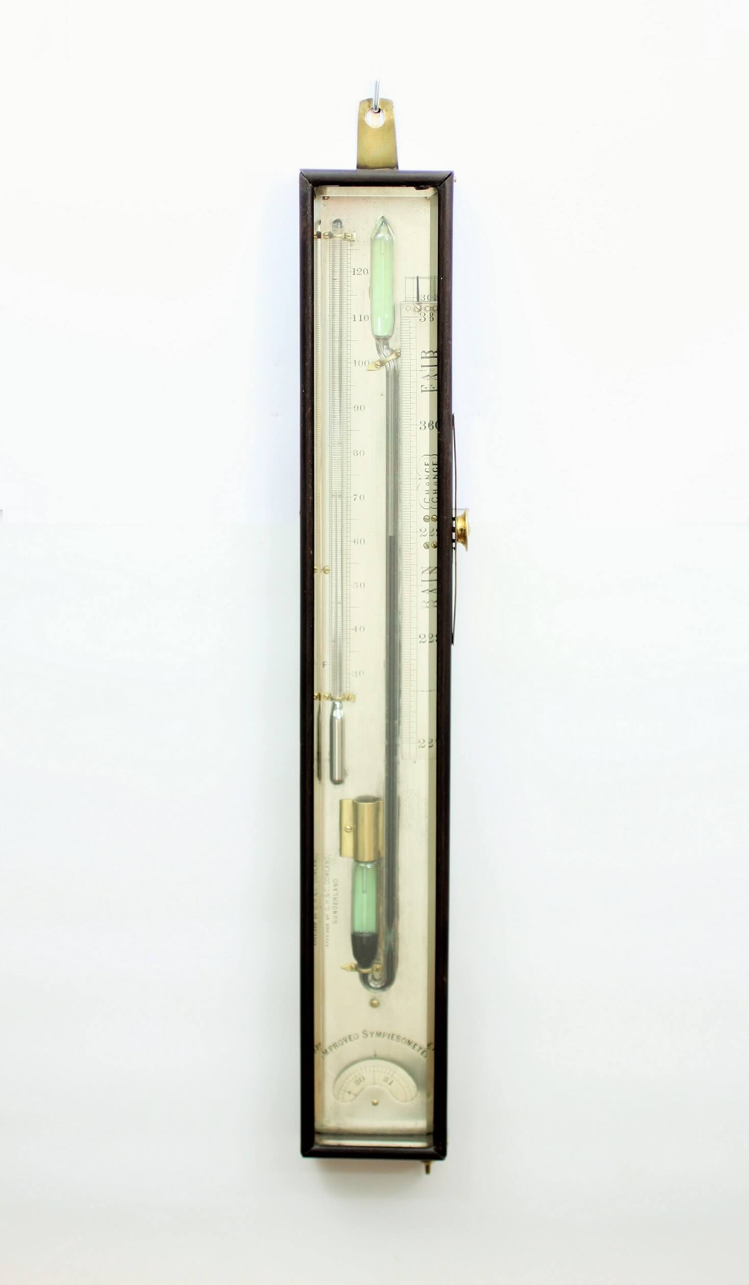 English mahogany sympiesometer barometer ship Cowland 1825