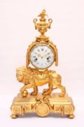 Large French Ormolu Louis XVI Lion Mantel Clock 1770
