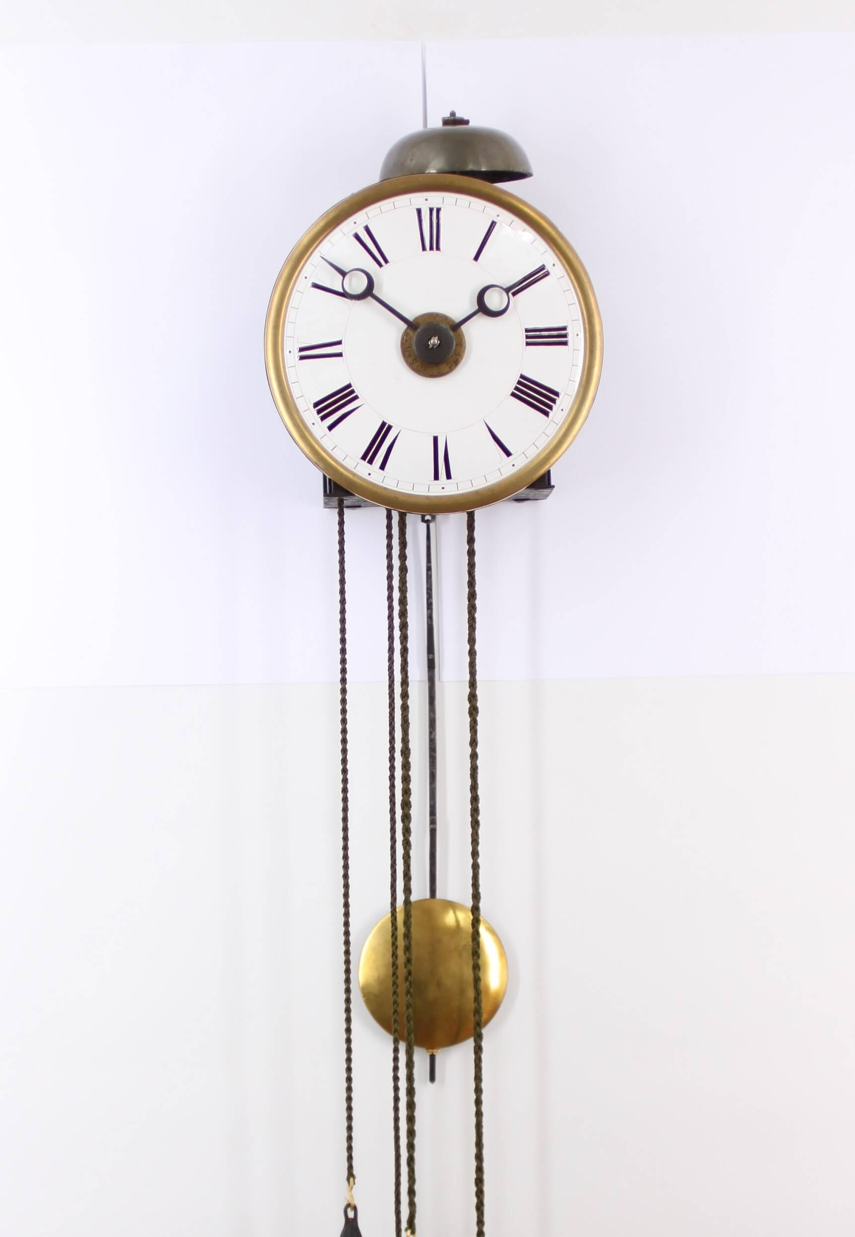 French Morbier Haute Saone alarm iron wall timepiece 1820