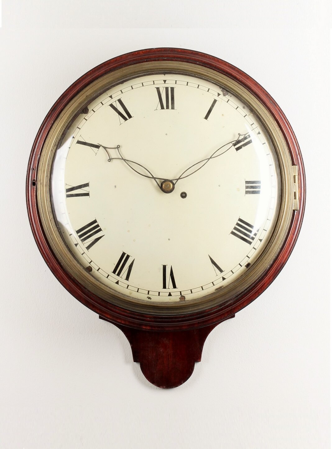 English mahogany pub convex dial clock 1820