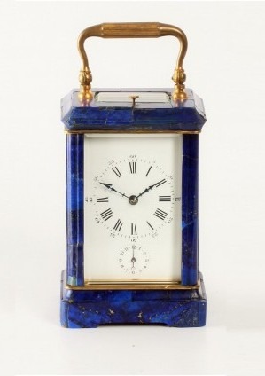 French Corniche Lapis Lazuli Carriage Clock Repeater 1880