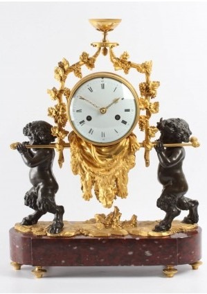 French Louis XVI Ormolu Marble Mantel Clock Bacchante 1790