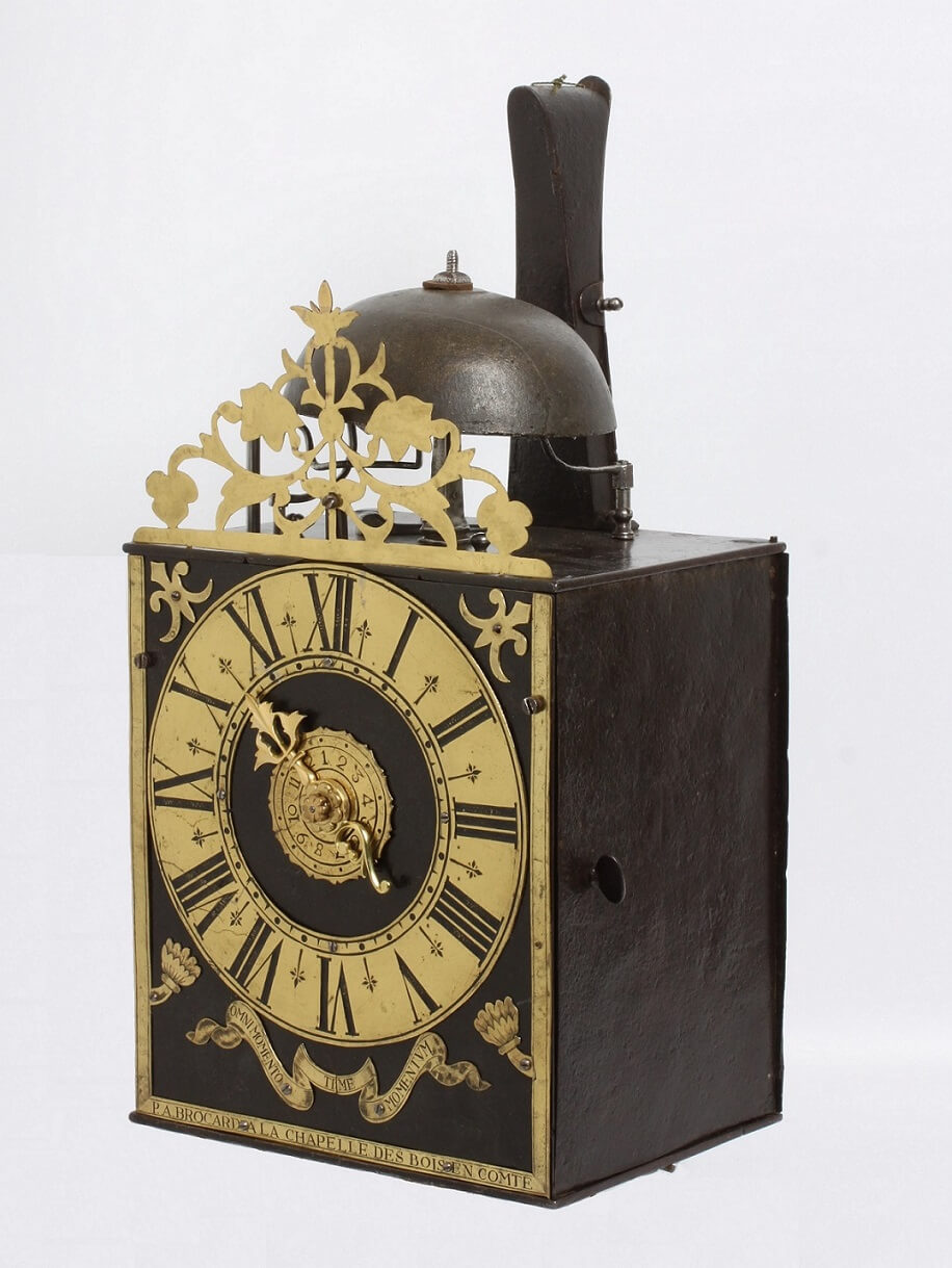 French Morbier iron brass wall clock Brocard 1740