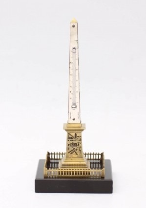 French Obelisk Thermometer Bronze Marble 1870