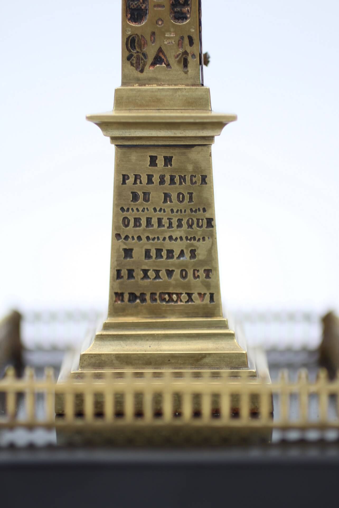 French obelisk thermometer bronze marble 1870