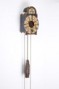 South German Tirol Polychrome Iron Front Pendulum Striking Wall Clock