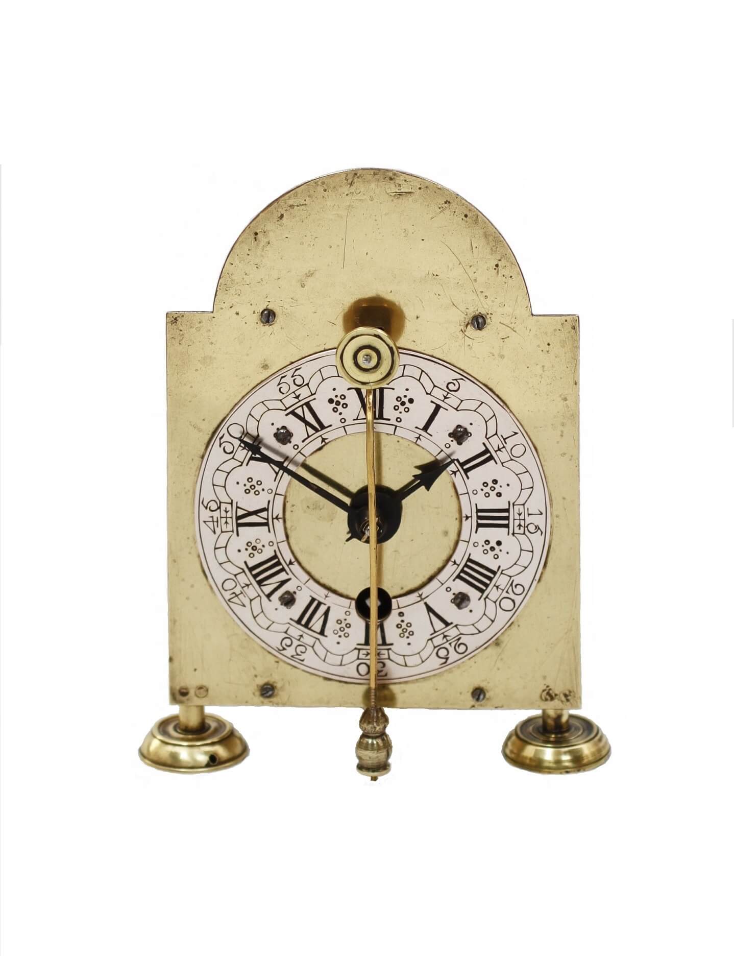 miniature German brass wall zappler timepiece circa 1770