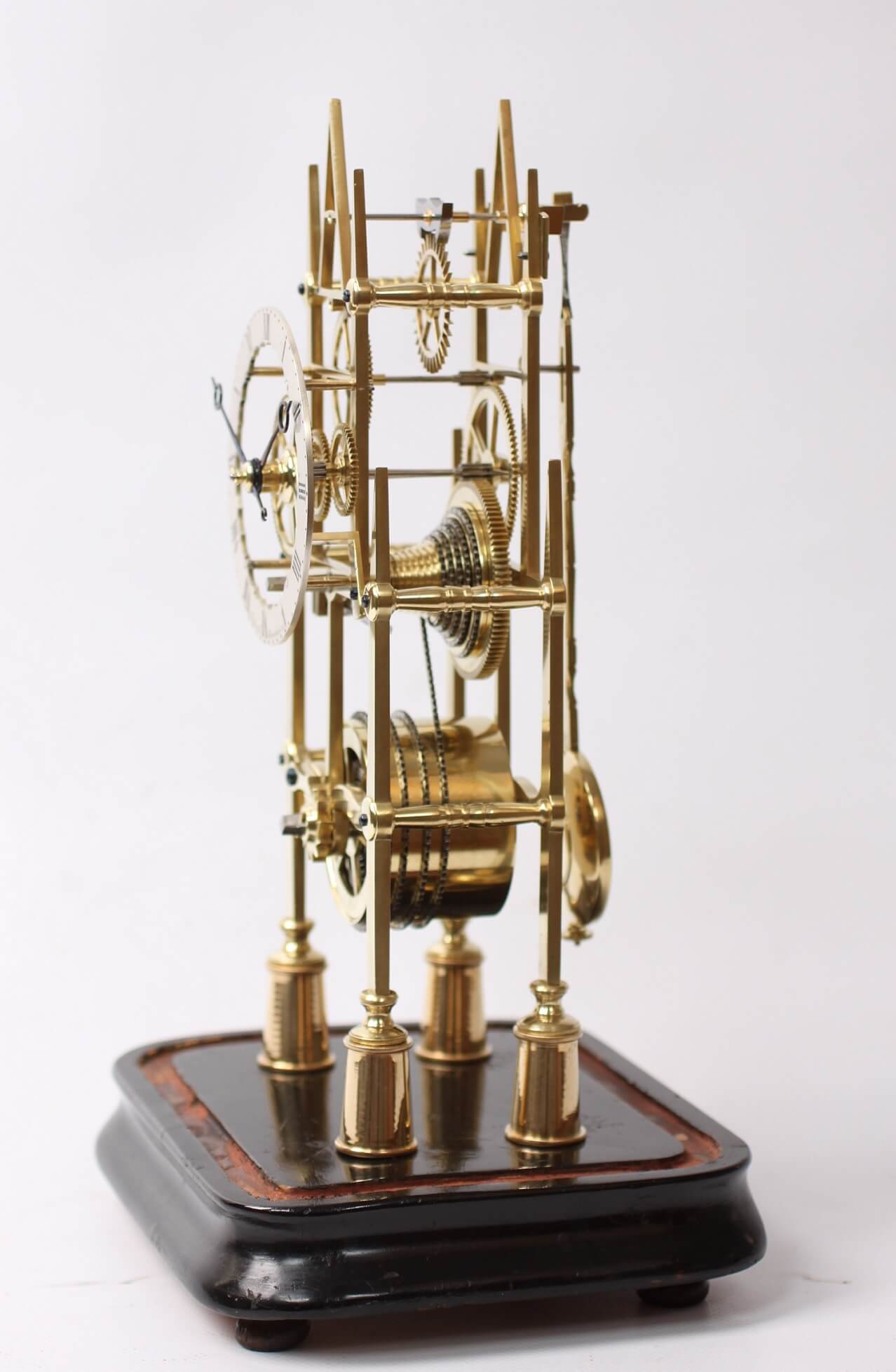 English brass skeleton clock Thelwell 1840