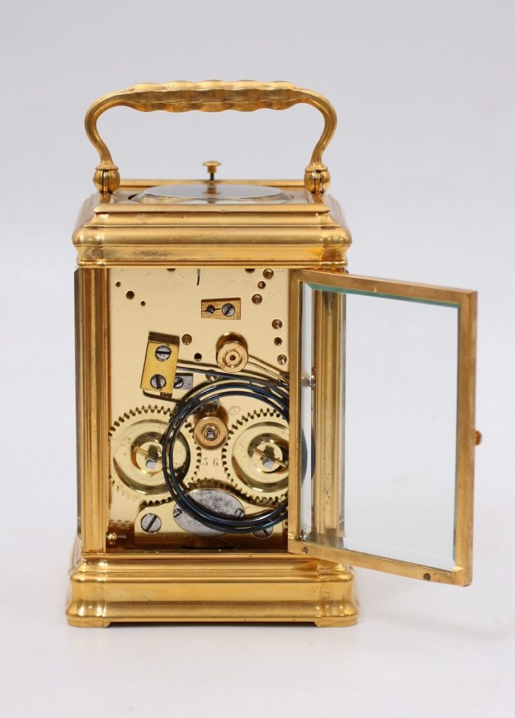 A French gilt bottom wind carriage clock, Leroy & Fils, circa 1870 ...