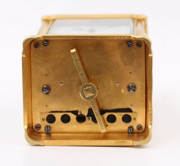 A French gilt bottom wind carriage clock, Leroy & Fils, circa 1870