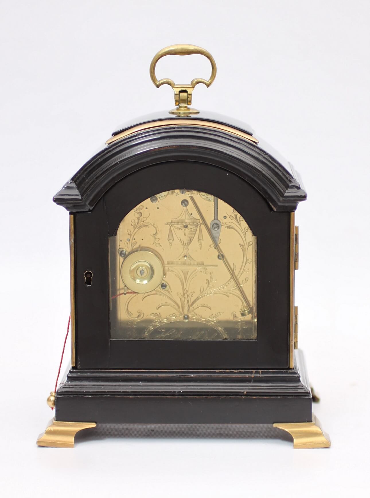 English table clock silent escapement Holliwell circa 1800