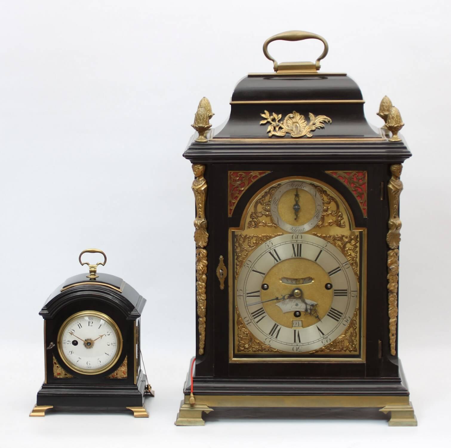 English table clock silent escapement Holliwell circa 1800
