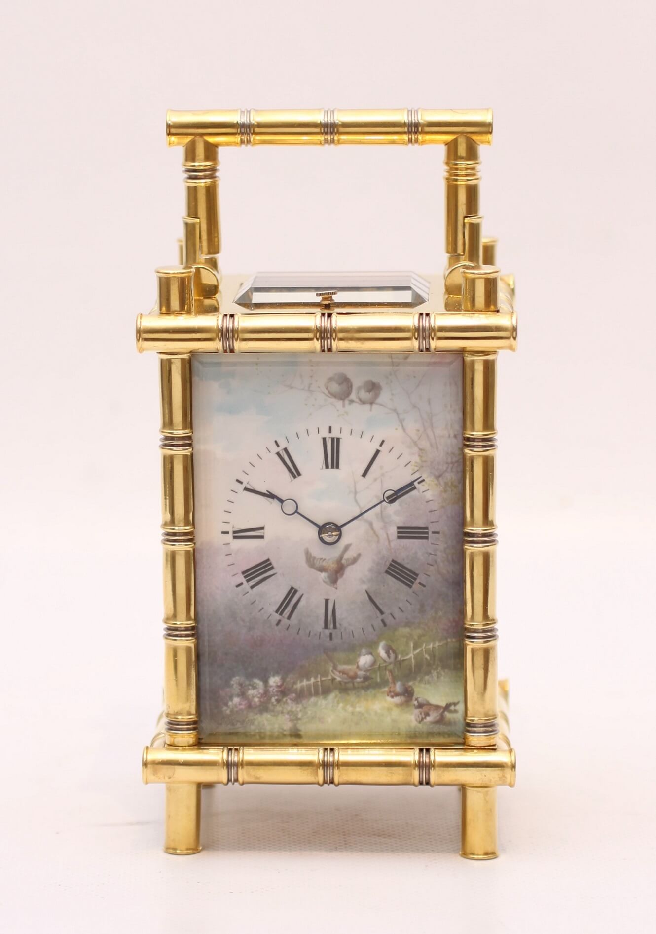 French bamboo style carriage clock porcelain sevres antique