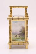 French Bamboo Style Carriage Clock Porcelain Sevres Antique