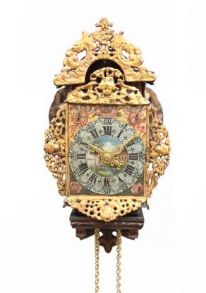 Dutch-miniature-Frisian-striking-wall Clock-antique-stoelschippertje-circa 1780