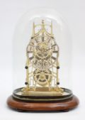 English Brass Skeleton Antique Clock Fusee Cawdle Circa 1850