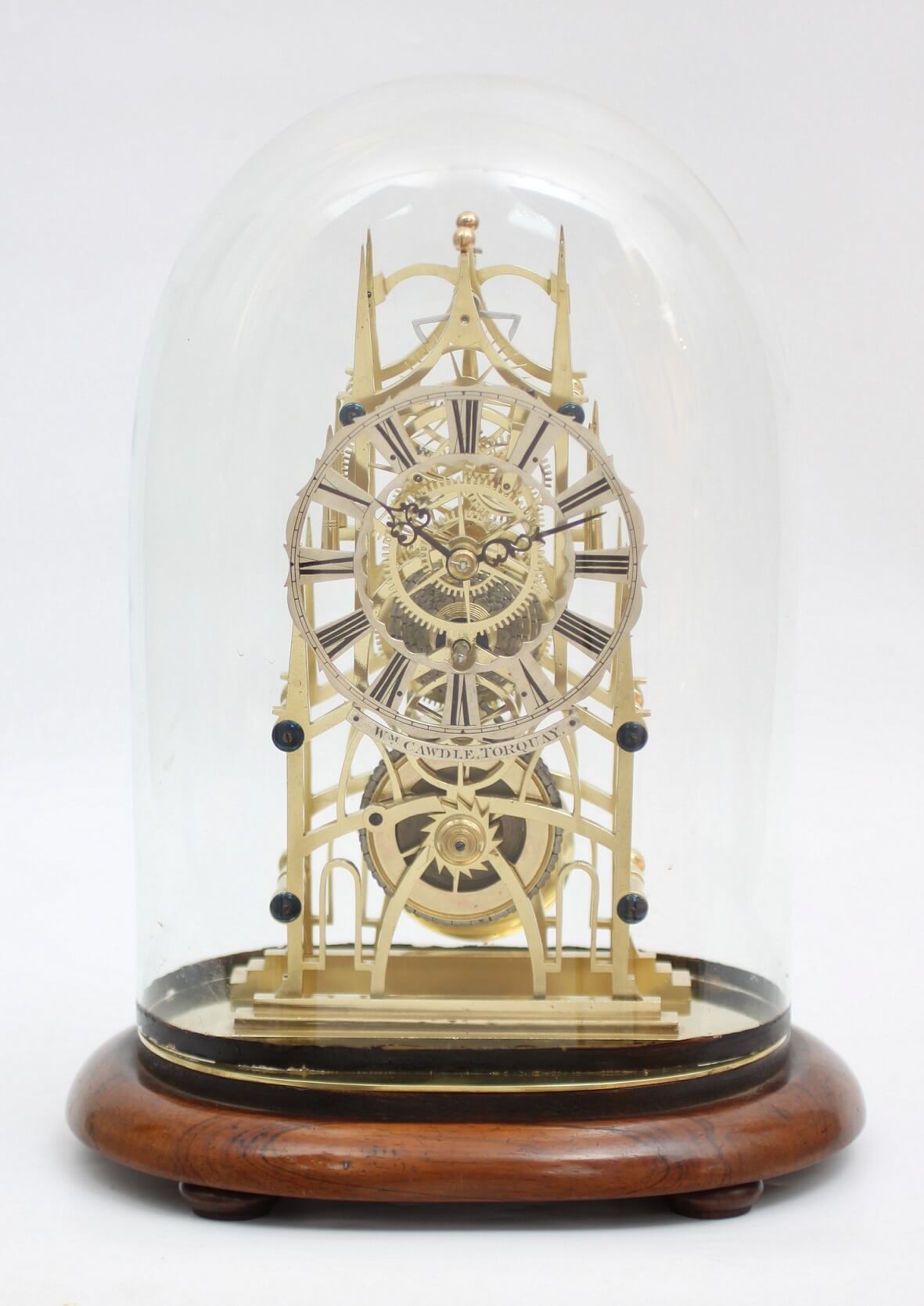 English brass skeleton antique clock fusee Cawdle circa 1850