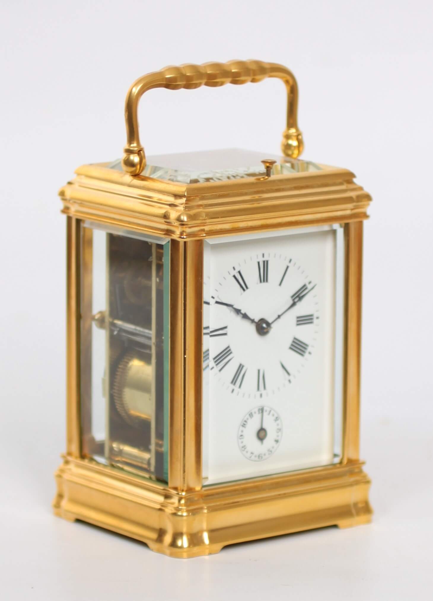 antique clock French gilt brass gorge case repeating carriage clock