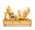 French Empire Ormolu Chariot Mantel Clock Automaton Deverberie Circa 1800