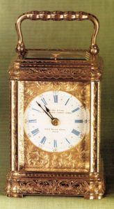 French carriage travel antique clock gorge case