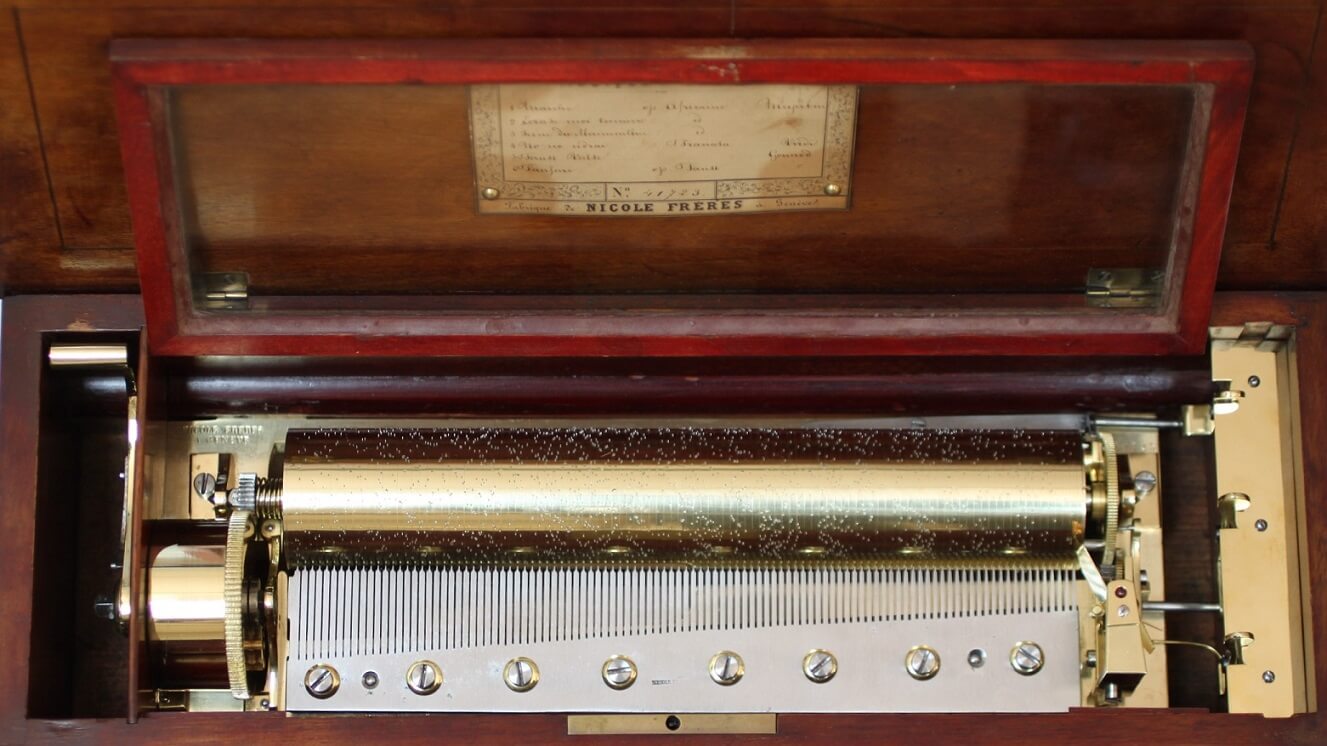 Swiss rosewood cylinder music box Nicole Frères circa 1860