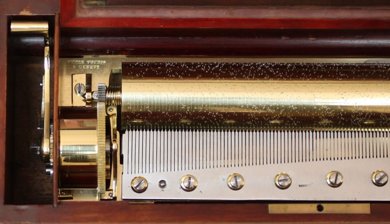 Swiss rosewood cylinder music box Nicole Frères circa 1860