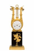 French-Empire-Thomire-ormolu-lyre-mantel Lock-antique Clock-