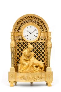 antique clock empire French ormolu Amalthea Zeus sculptural