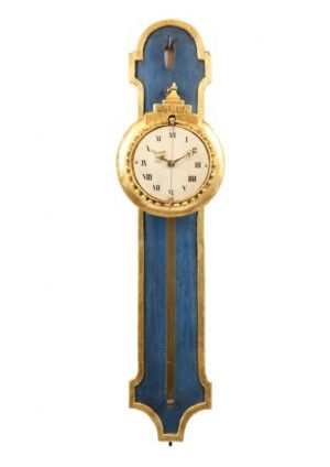 German-Swiss-Louis XVI-rack clock-antique clock-parcel gilt-wood