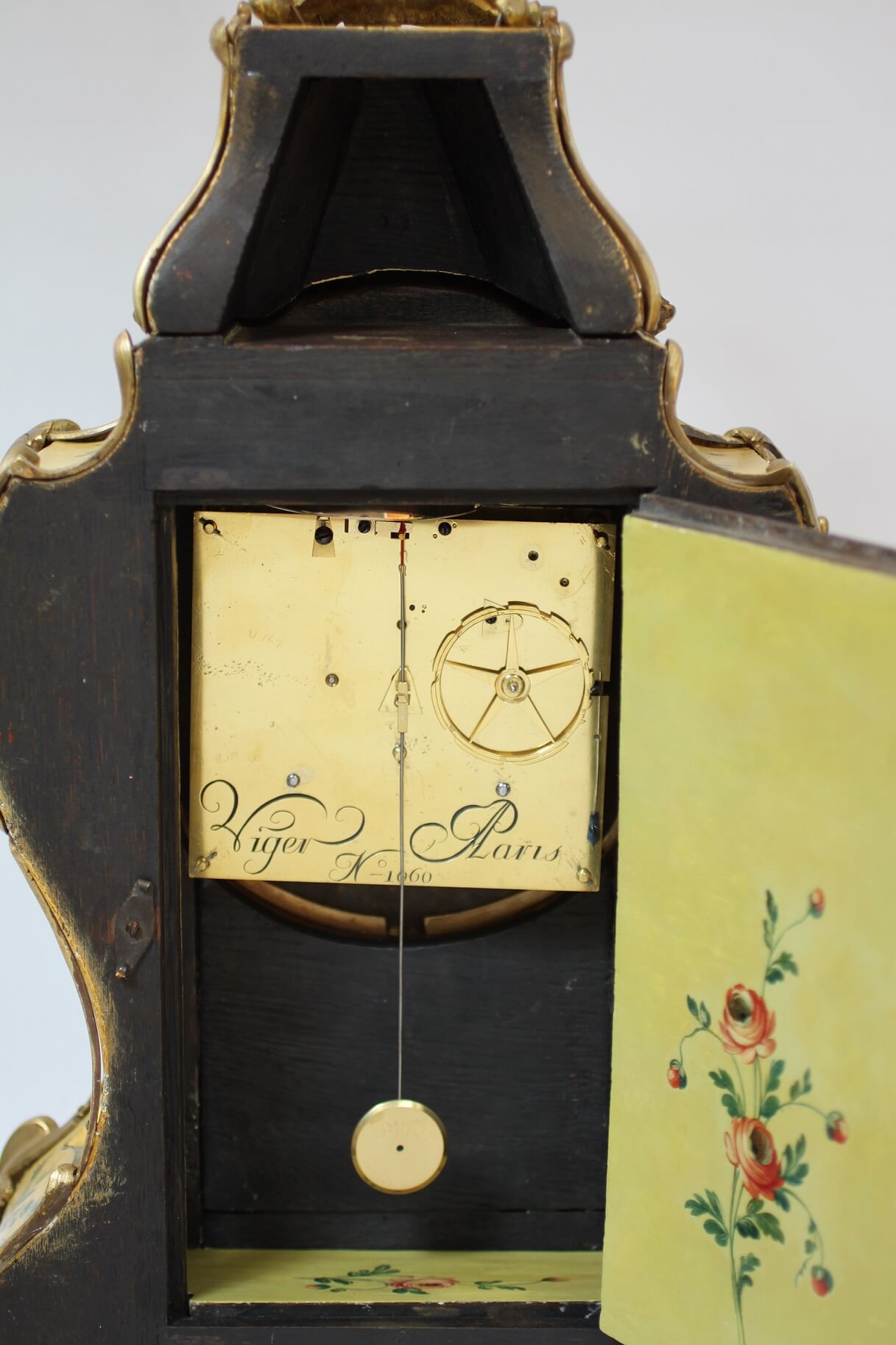 French-Louis XV-antique clock-bracket clock-Viger-Lieutaud-Vernis Martin