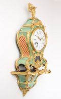 French-antique Clock-Louis XV-corne Verte-braket Clock-cartel-miniature-ormolu