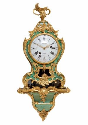 French-antique Clock-Louis XV-corne Verte-braket Clock-cartel-miniature-ormolu