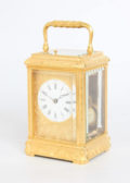 French-gilt Brass-engraved-carriage Clock-antique Clock-striking-repeating-travel Clock