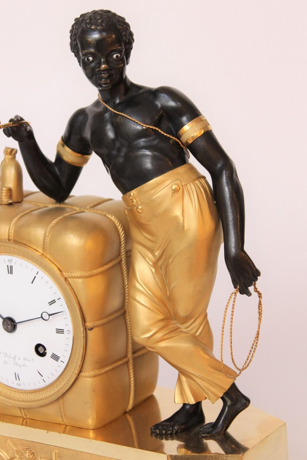 French-Empire-ormolu-bronze-bon sauvage-matelot-antique clock-mantel clock