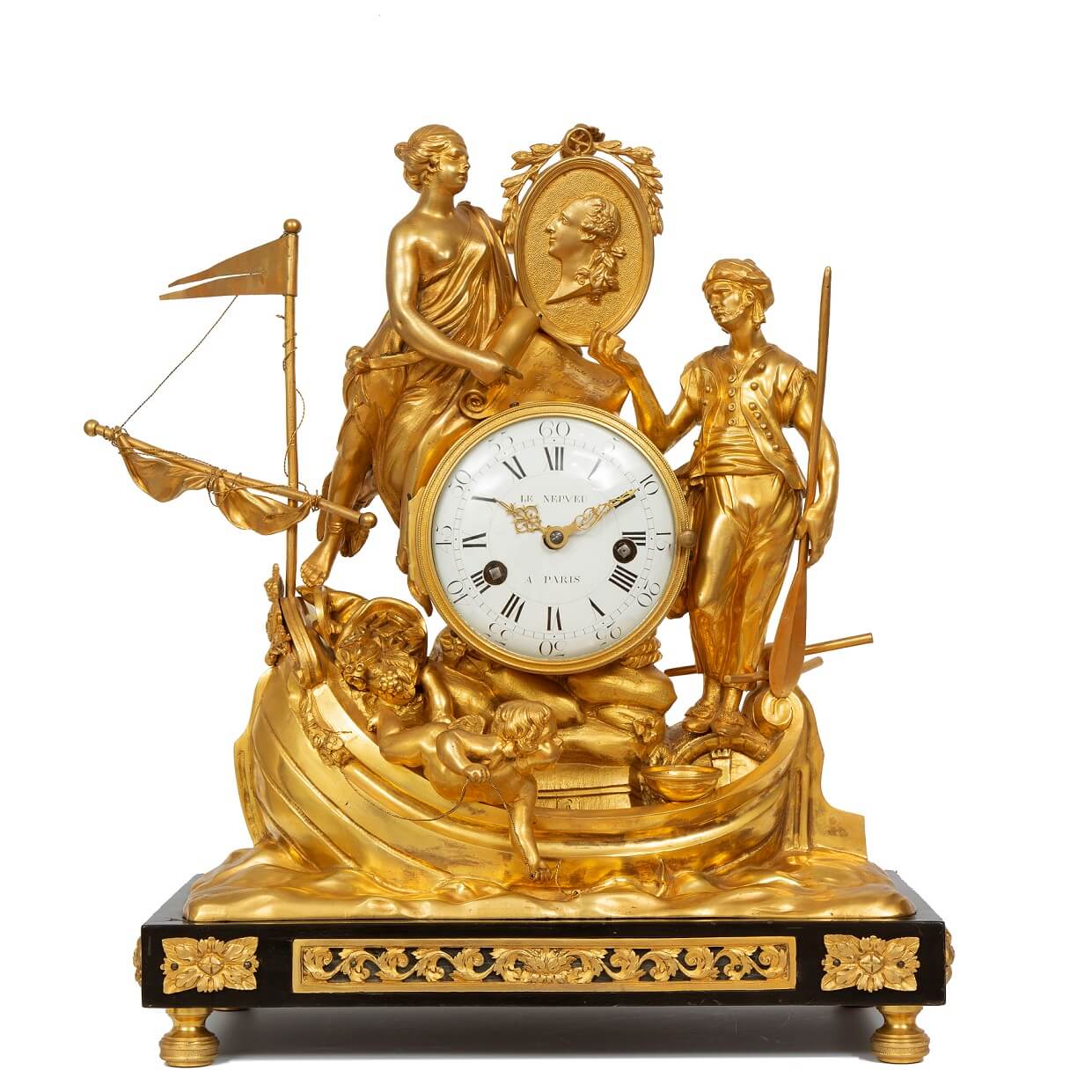 French-Louis XVI-ormolu-mantel clock-Corsaires-Le Nepveu-circa 1770