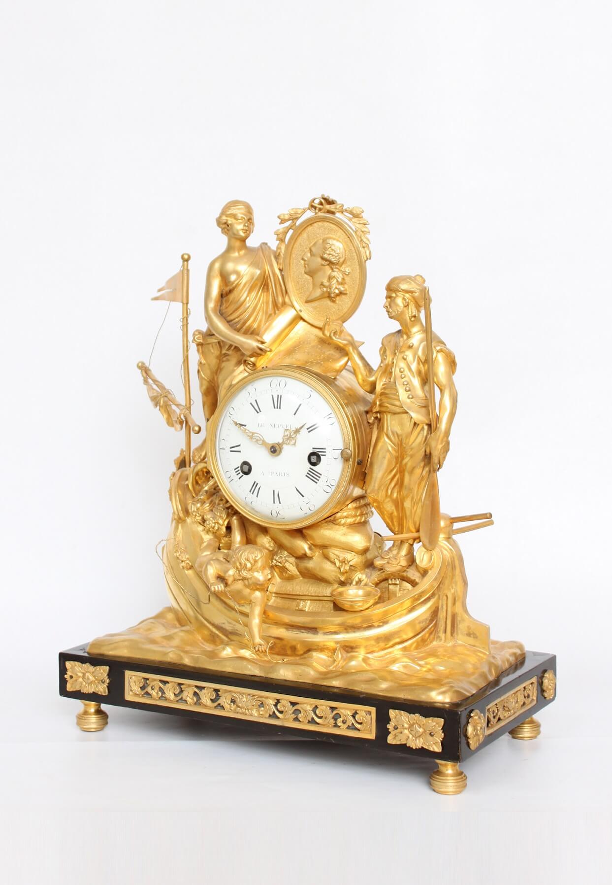 French-Louis XVI-ormolu-mantel clock-Corsaires-Le Nepveu-circa 1770