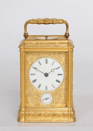 English-gorge Case-carriage Clock-quarter Repeating-Dent-gilt Brass-engraved