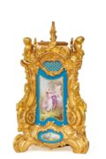 French-Drocourt-carriage Clock-rococo Case-antique Clock-Sevres-porcelain-gilt Bronze