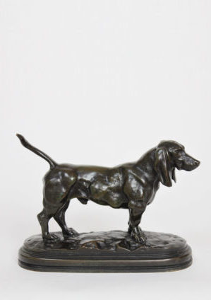 French-Bayre-Barbedienne-sculpture-dog-Basset-bronze