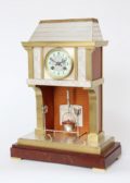 French-industrial-antique-mantel-clock-guilmet-fireplace-striking-animated