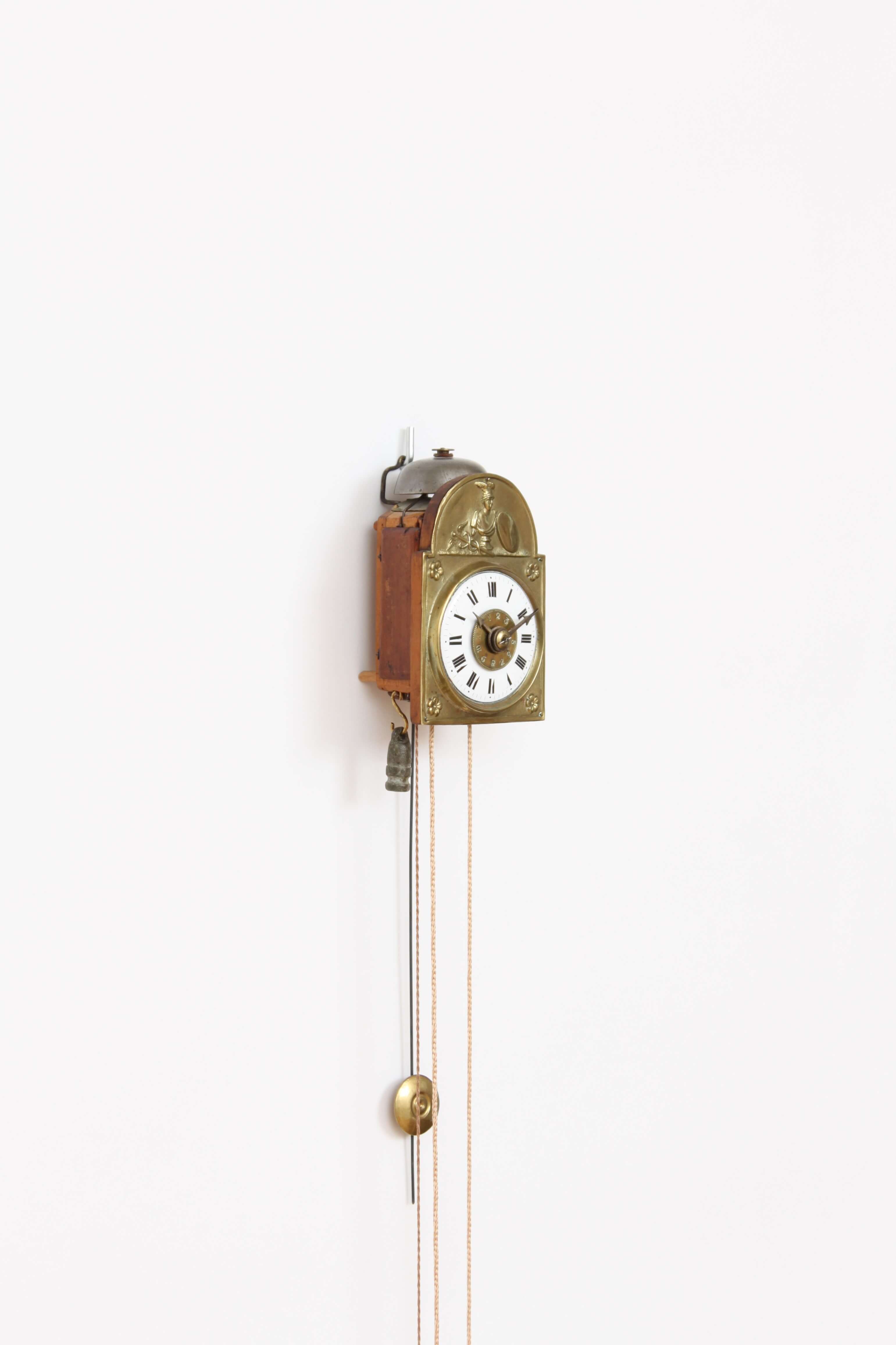 German-miniature-Sorg-antique-clock-alarm-brass-wood-black-forest